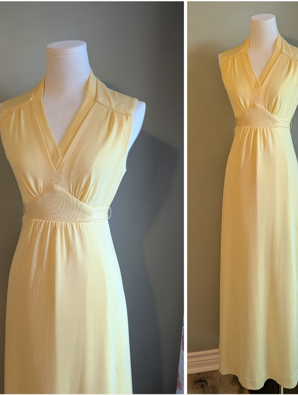 Roberta California Vintage 70s Maxi Dress Sleeveless Party Hostess Dress Small